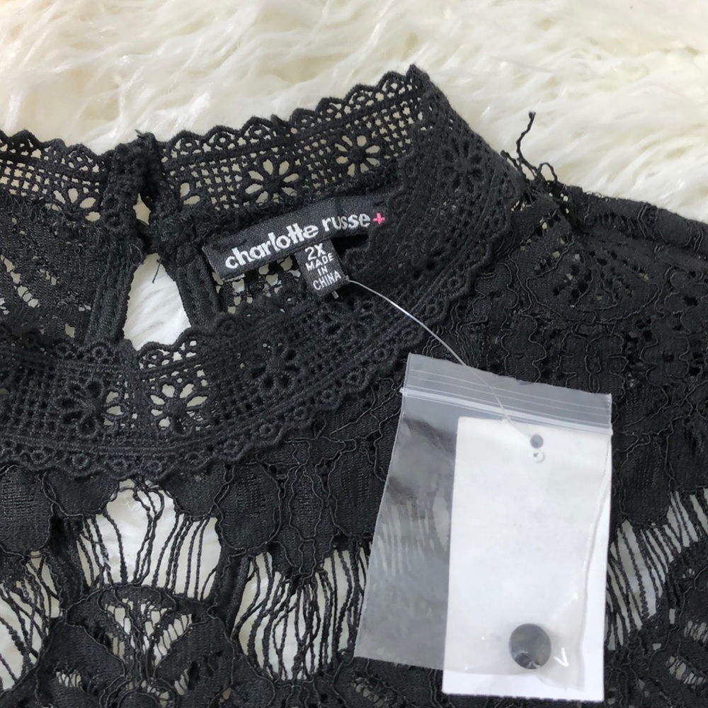 NWT Charlotte Russe Black Lace Top - Picture 3 of 4